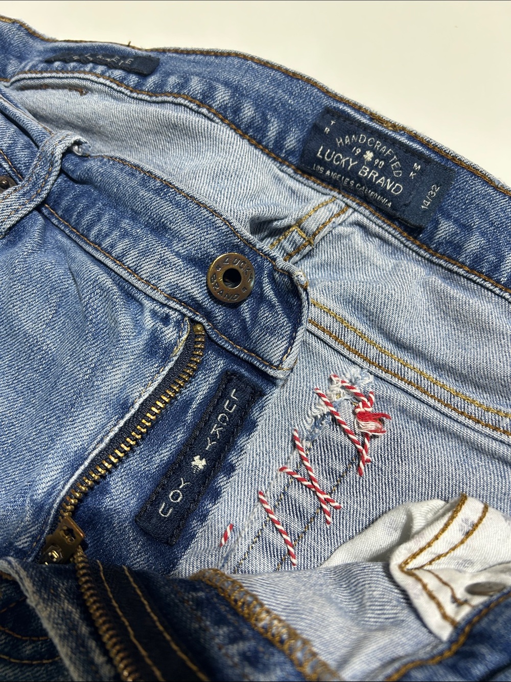 Lucky Brand Women's Grunge  Light Wash High-Rise Jeans with Red Embroidery